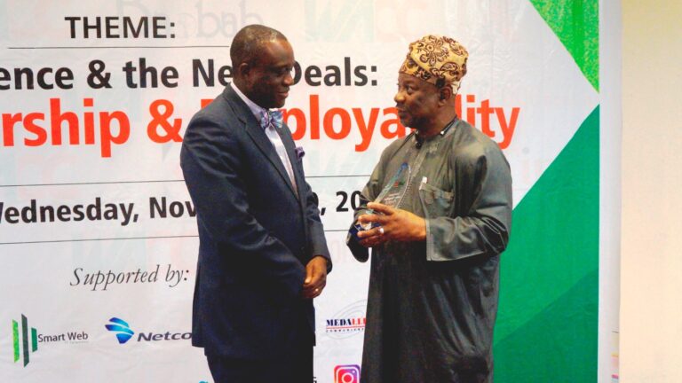 Home Yele Okeremi At WACC 2017 Recieving His Convergence Technology Leader Recognition Award Fromn Chairman Of ICT House Of Reps Hon. Mohammed Ogoshi Onawo 768x432